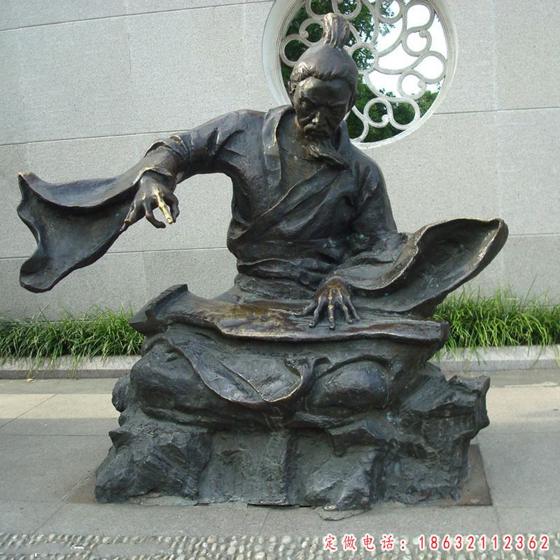 古代弹古筝铜雕（1）
