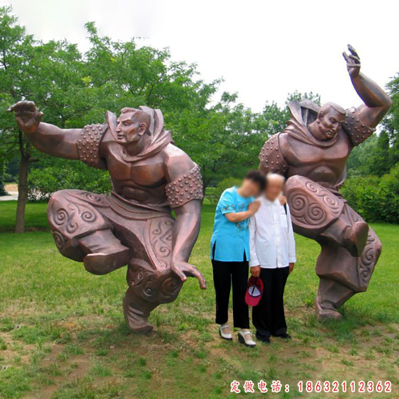 蒙古摔跤人物铜雕（1）