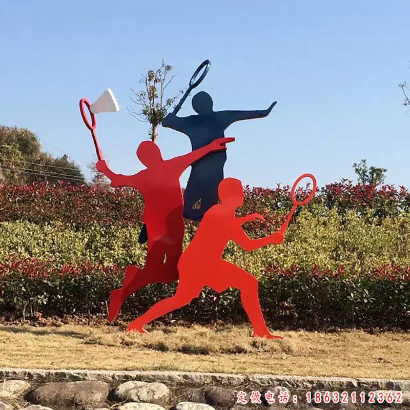彩绘打羽毛球雕塑（2）