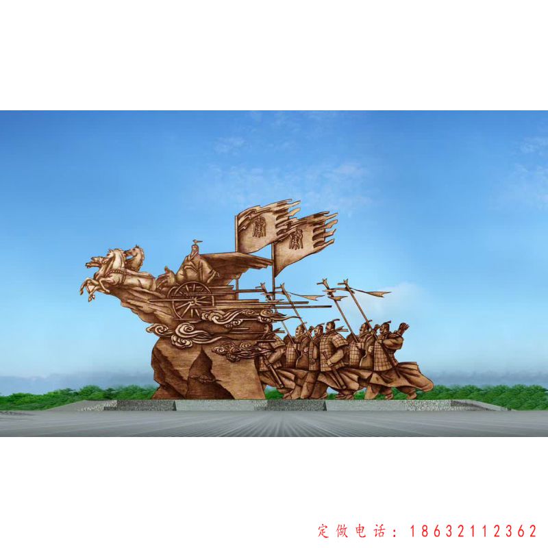 古代军人打仗铜雕（1）