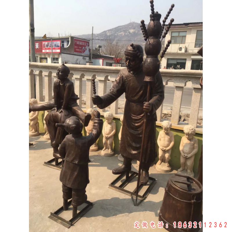 卖糖葫芦民俗人物铜雕（1）