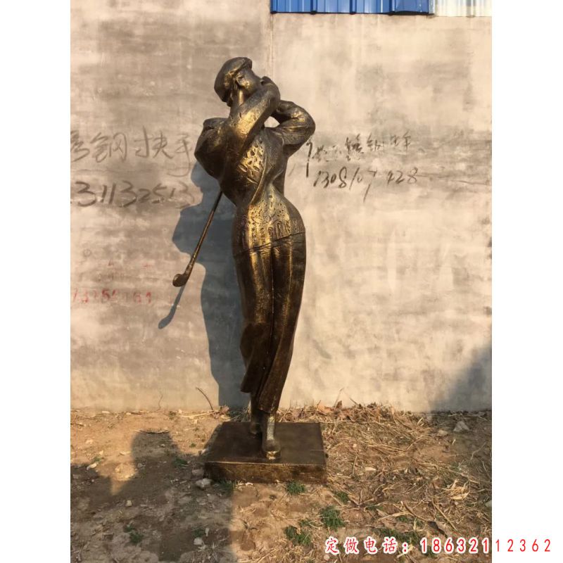打高尔夫球人物铜雕（1）