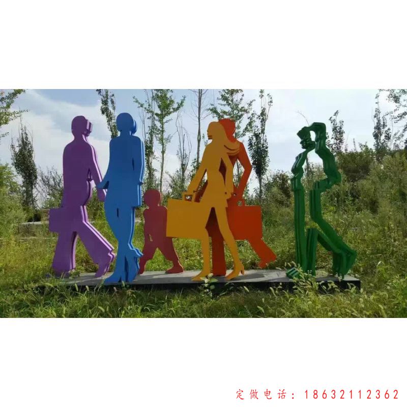 不锈钢抽象购物剪影雕塑（1）