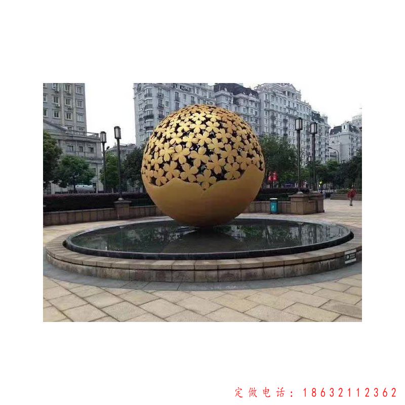 不锈钢镂空球喷泉雕塑（1）
