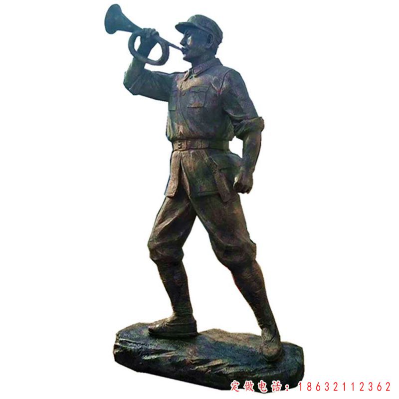 吹集结号士兵铜雕（1）
