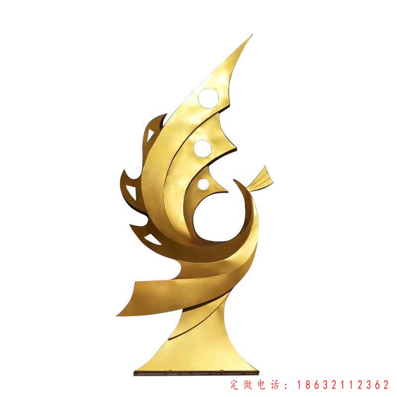 城市不锈钢抽象金凤凰雕塑 （1）