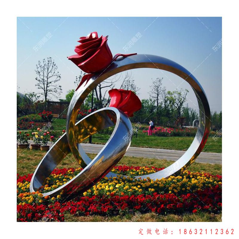 公园玫瑰花戒指不锈钢雕塑 （1）