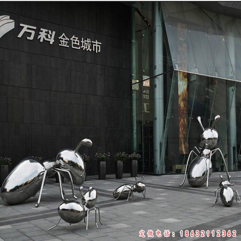 商场镜面不锈钢抽象蚂蚁雕塑（1）