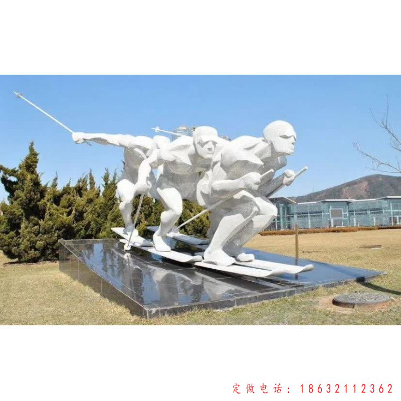 不锈钢滑雪抽象人物雕塑（1）