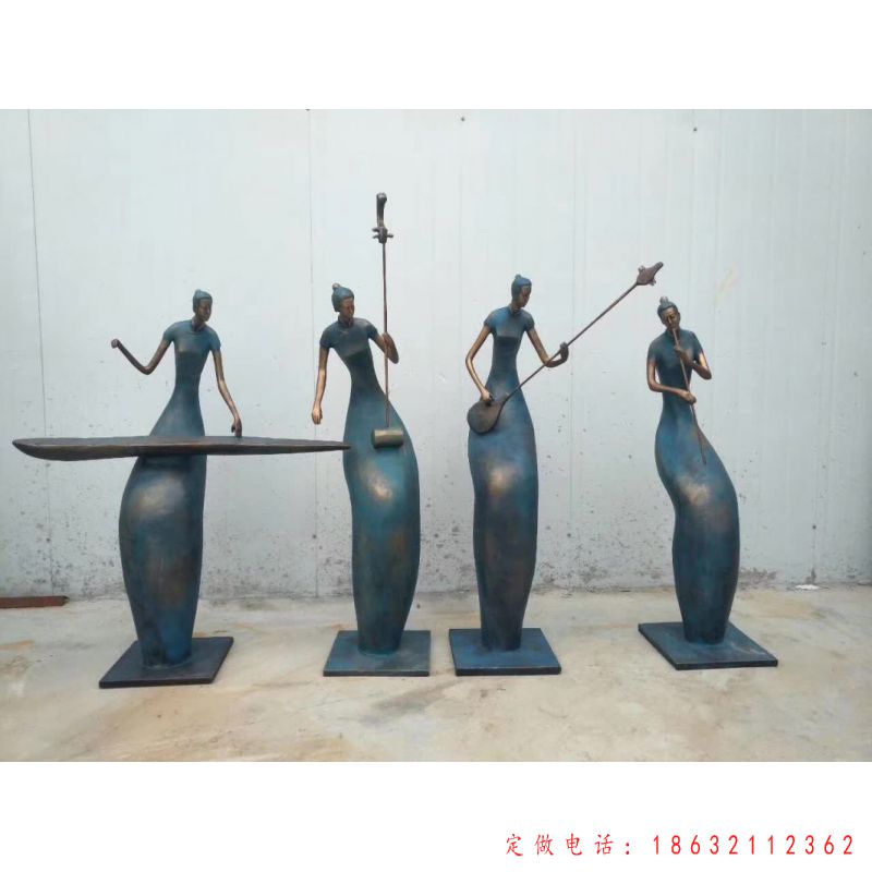 抽象人物弹奏乐器雕塑（1）