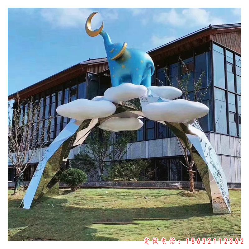 不锈钢大象文化景观雕塑 （1）