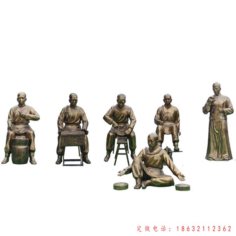 中医捣药人物标志铜雕（1）