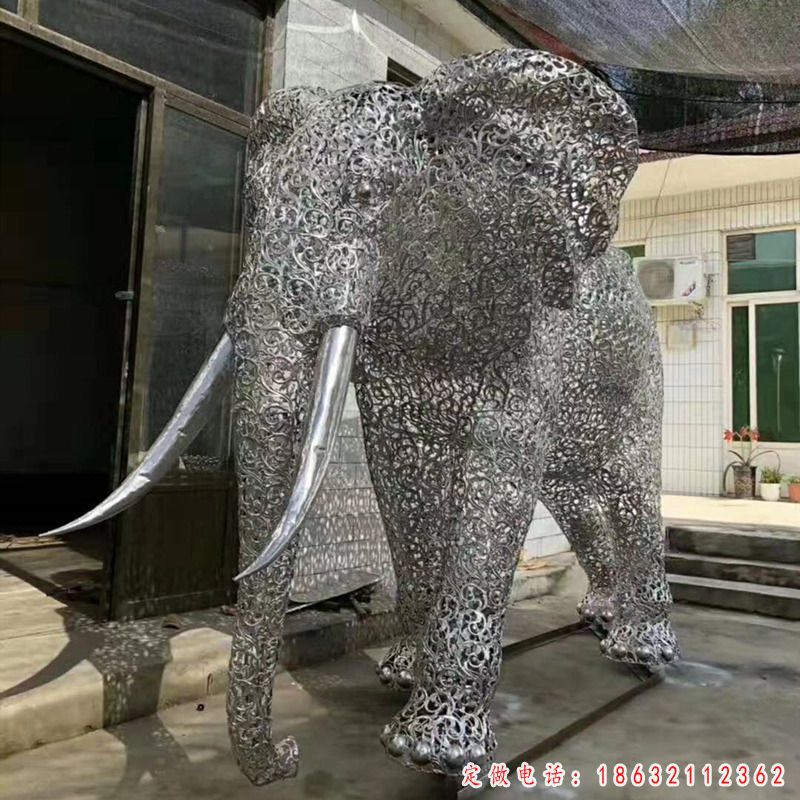 不锈钢镂空吉祥大象雕塑（1）