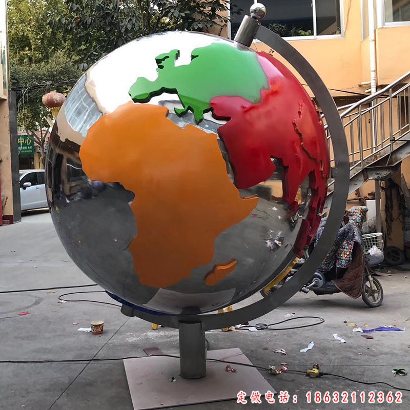 不锈钢地球仪彩绘景观雕塑 （1）