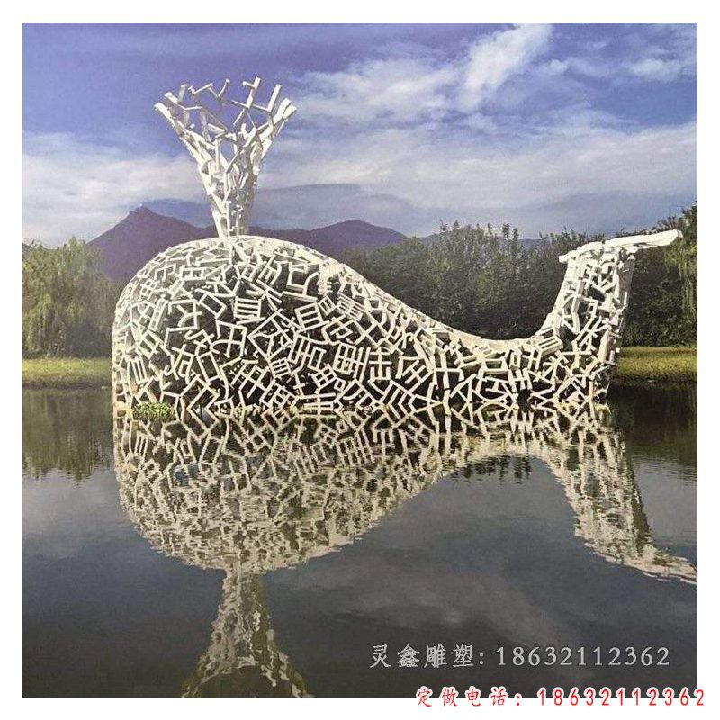 不锈钢胖鱼动物雕塑（1）