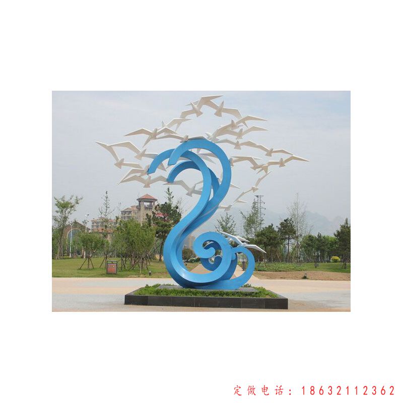 不锈钢鸽子抽象动物雕塑（1）