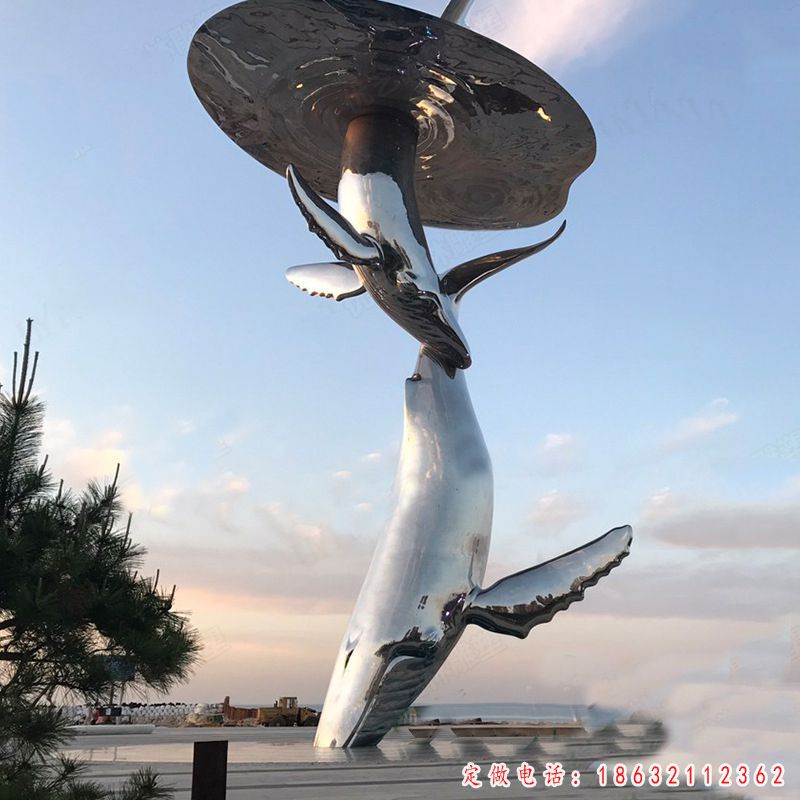 不锈钢海豚几何动物雕塑（1）