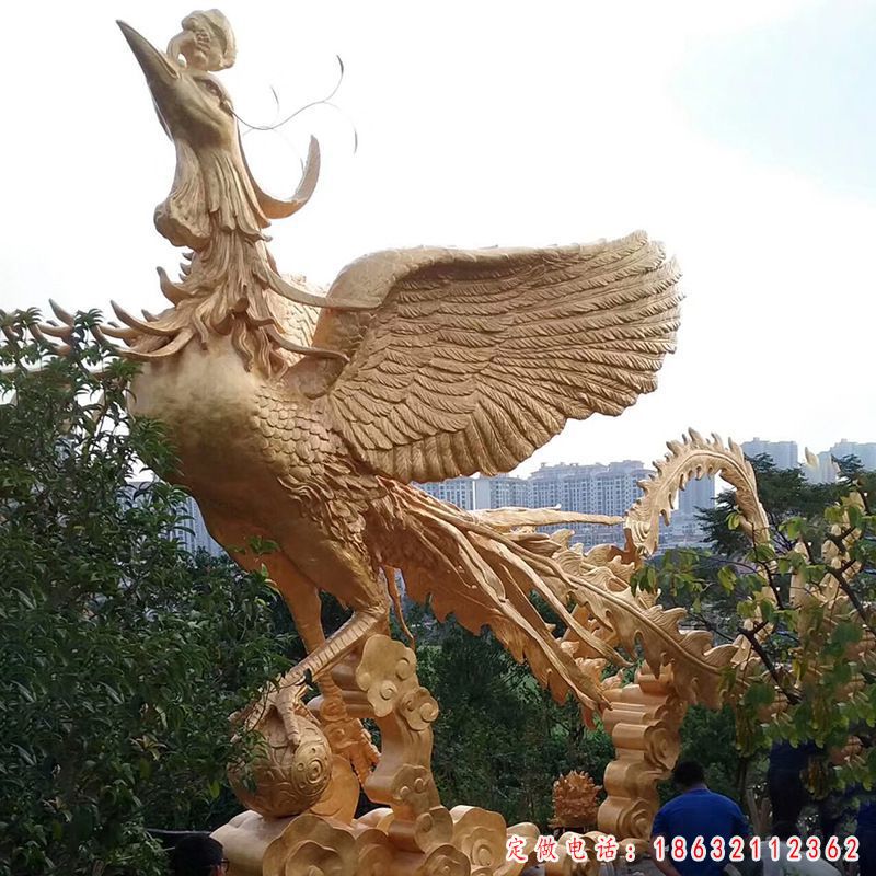 凤凰踩球动物景观铜雕（1）