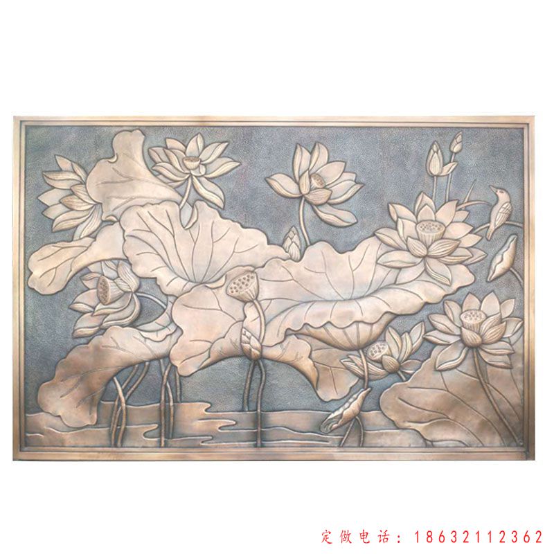 荷花铜浮雕壁画铜雕（1）