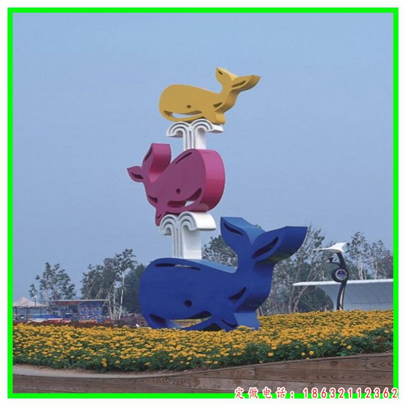 不锈钢海豚城市动物雕塑 （1）