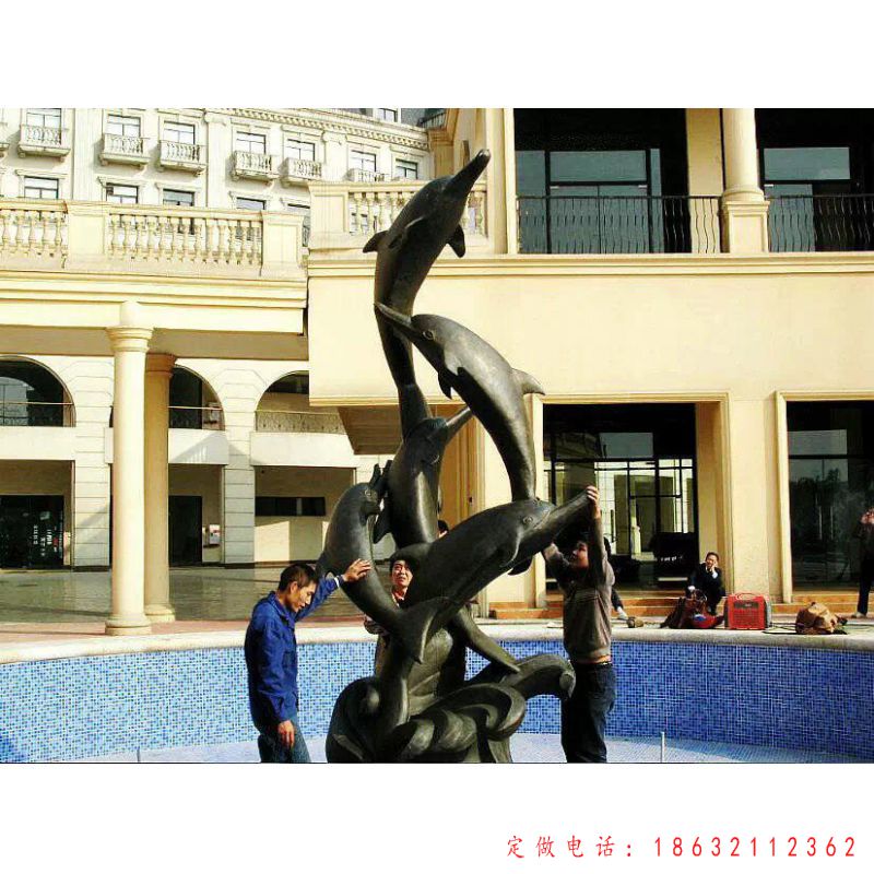 嬉戏海豚小区景观动物铜雕（1）