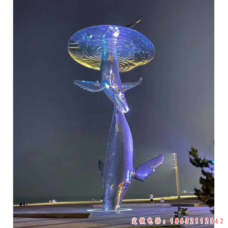 不锈钢广场海豚动物雕塑 （1）