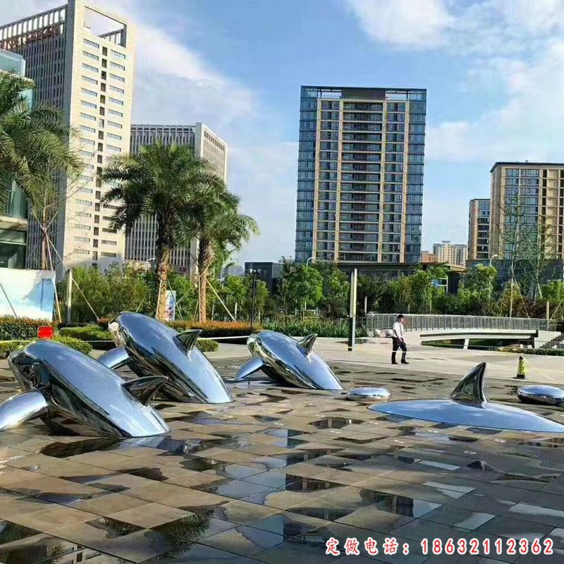 不锈钢海豚标志景观雕塑（1）