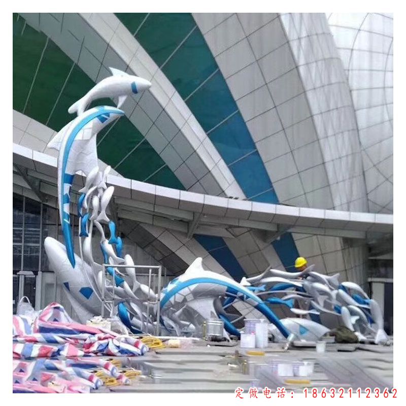 不锈钢海豚动物标志雕塑 （1）