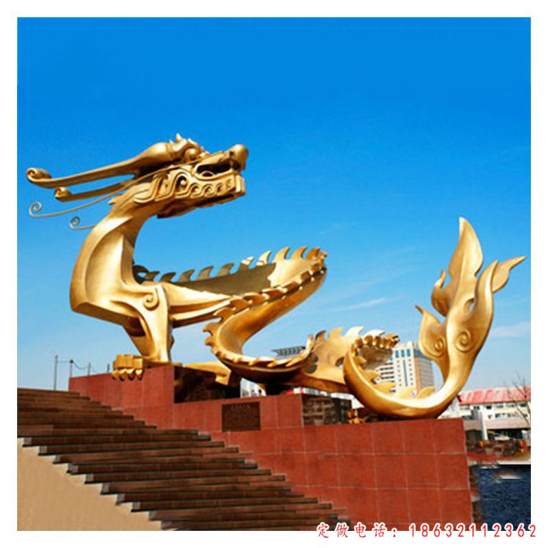 不锈钢神兽龙动物雕塑 （1）