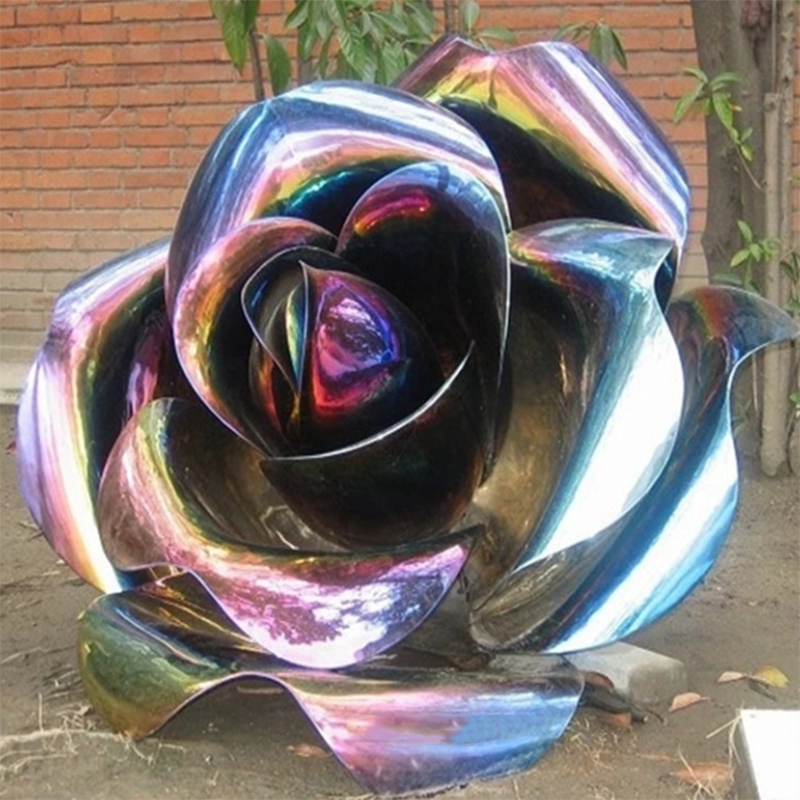 不锈钢玫瑰花标志景观雕塑 （1）