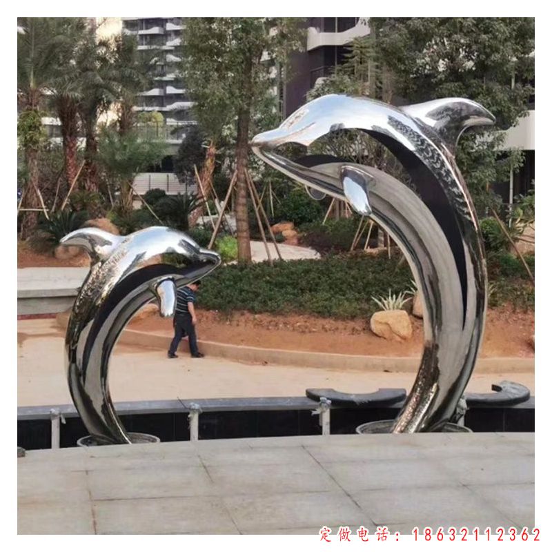 不锈钢海豚标志景观雕塑 （1）