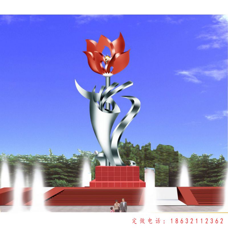 不锈钢花朵标志景观雕塑 （1）