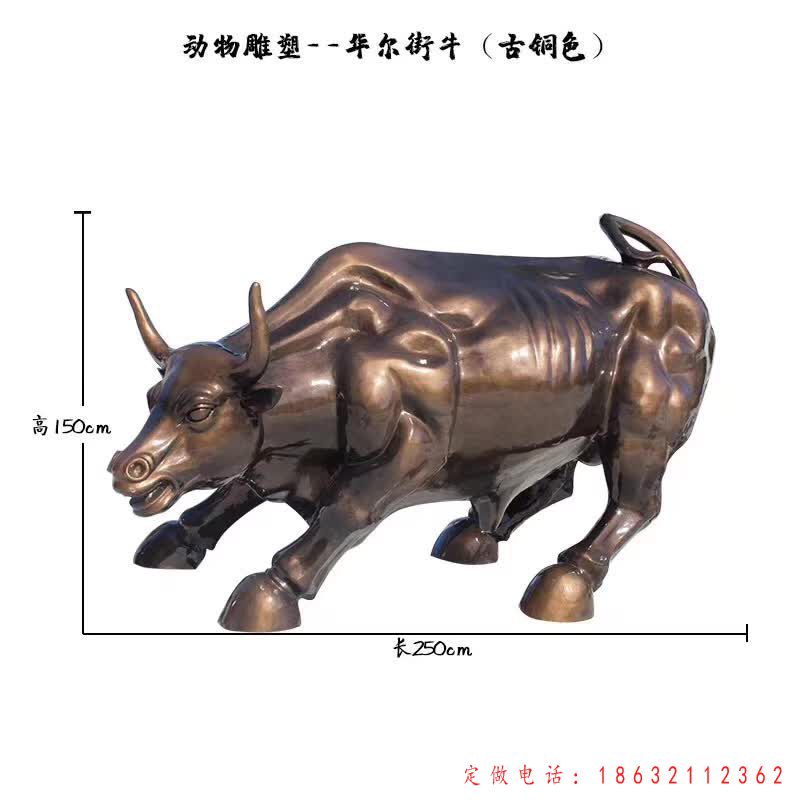 古铜色华尔街牛标志铜雕（1）