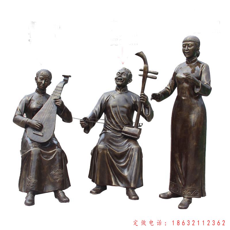 唱评书民俗人物铜雕 (2)