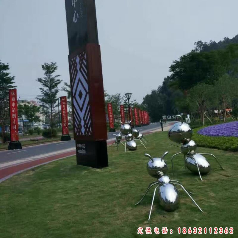 不锈钢蚂蚁爬行动物雕塑 （1）
