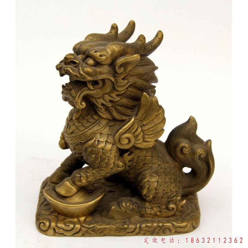貔貅金铜色动物标志铜雕（1）