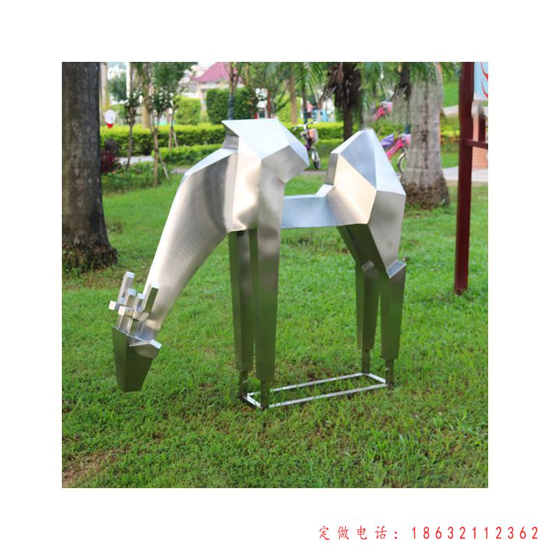 不锈钢镜面鹿动物标志雕塑 （1）