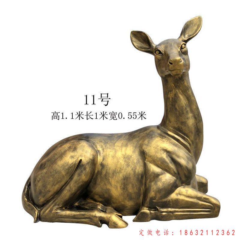 园林跪姿鹿园林景观铜雕（1）