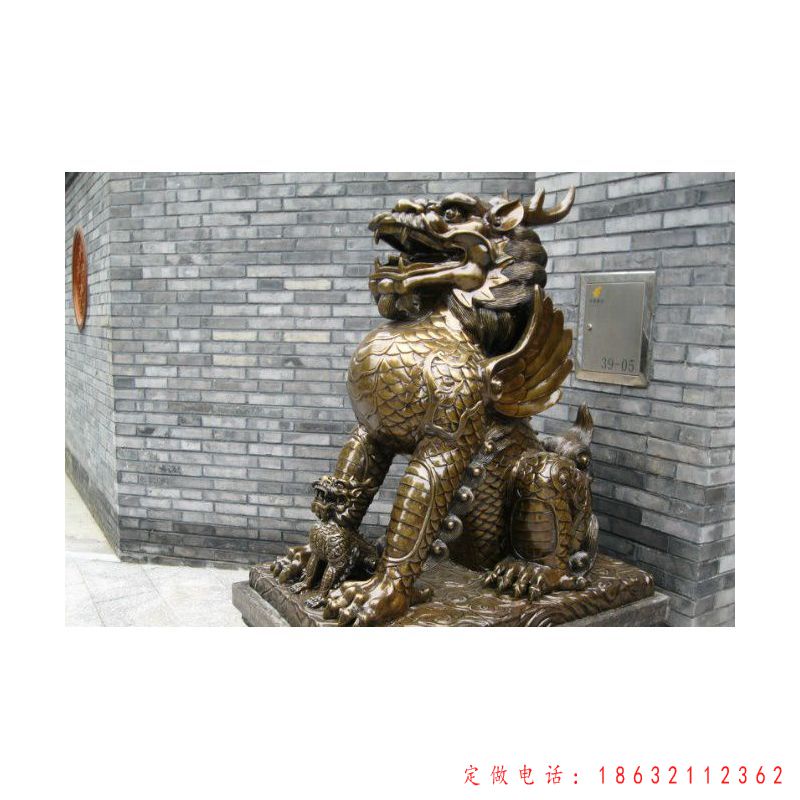 镇宅辟邪动物麒麟铜雕（1）