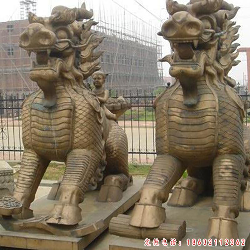 麒麟古代瑞兽动物铜雕（1）
