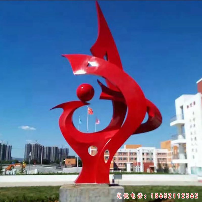 不锈钢企业红彩带标志雕塑 （1）