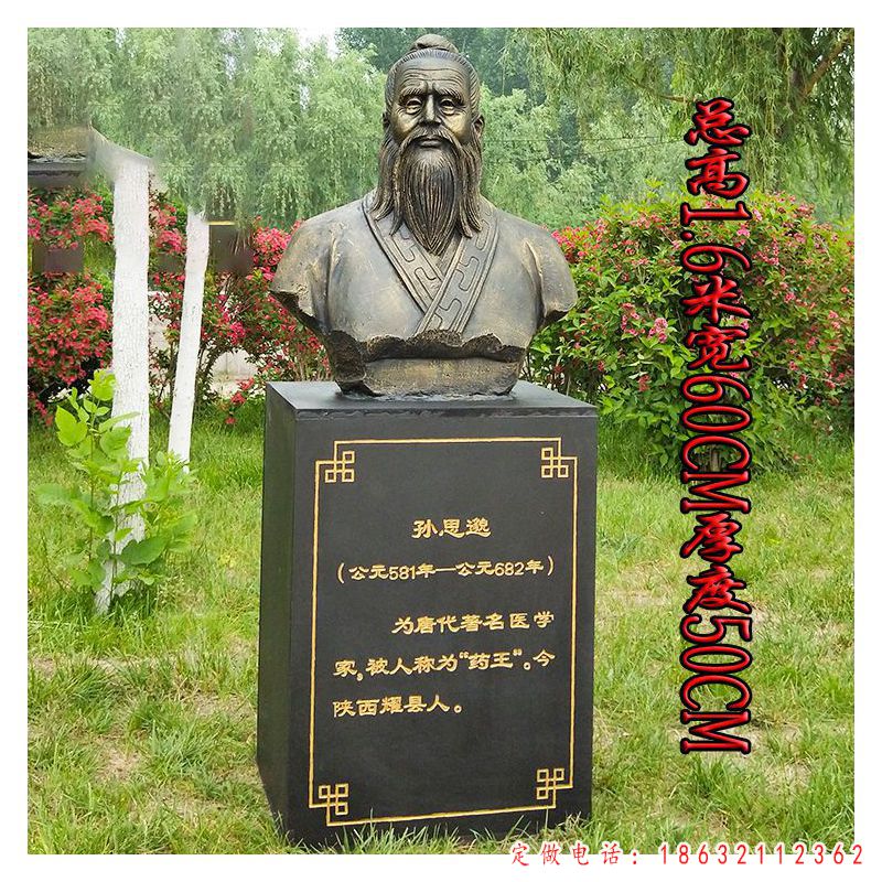 孙思邈药王胸像人物铜雕（1）