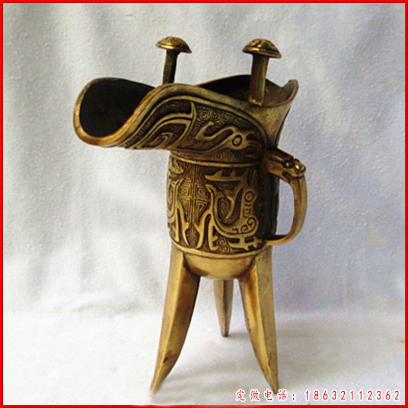 铜雕酒樽，古代喝酒仪器