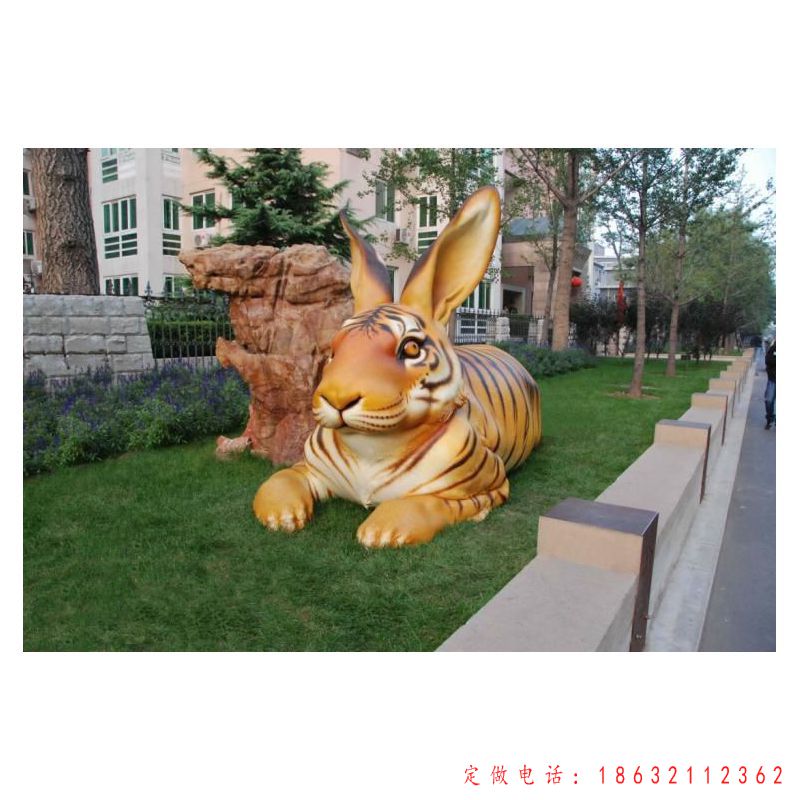 不锈钢城市彩绘兔子雕塑 （1）