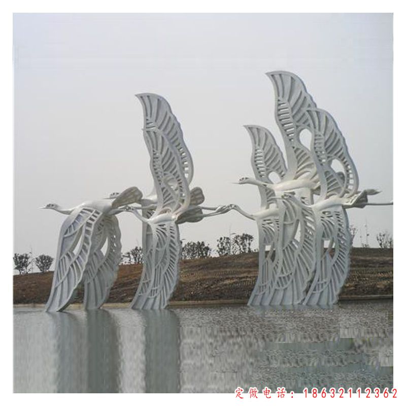 不锈钢仙鹤展翅动物雕塑（1）