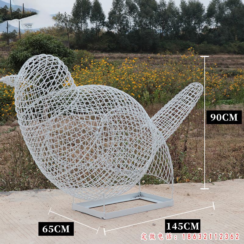 不锈钢镂空小鸟动物雕塑 （1）