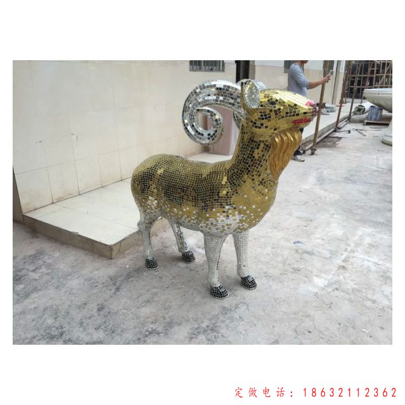 不锈钢彩绘羊动物标志雕塑 （1）