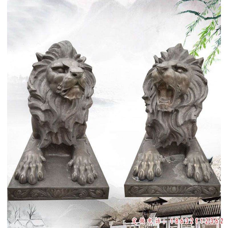 西洋狮户外动物标志铜雕（1）