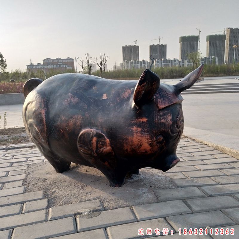 户外猪动物标志铜雕 （1）