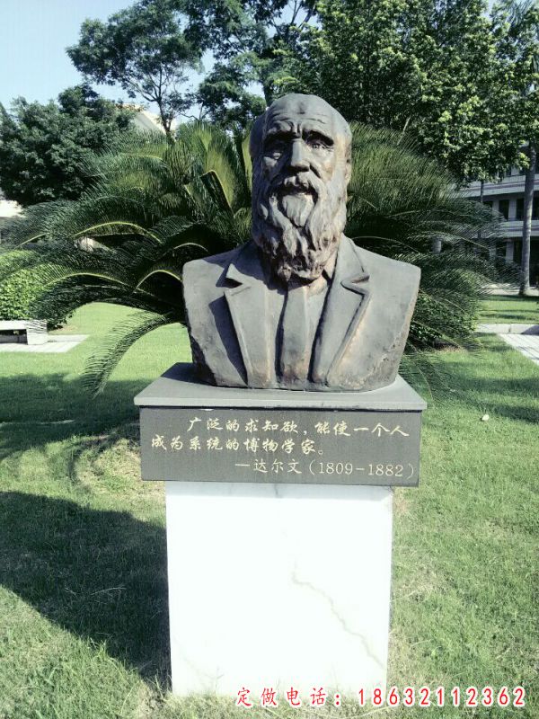 达尔文胸像铜雕，科学家